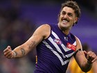 Luke Jackson celebrates the game’s opening goal.