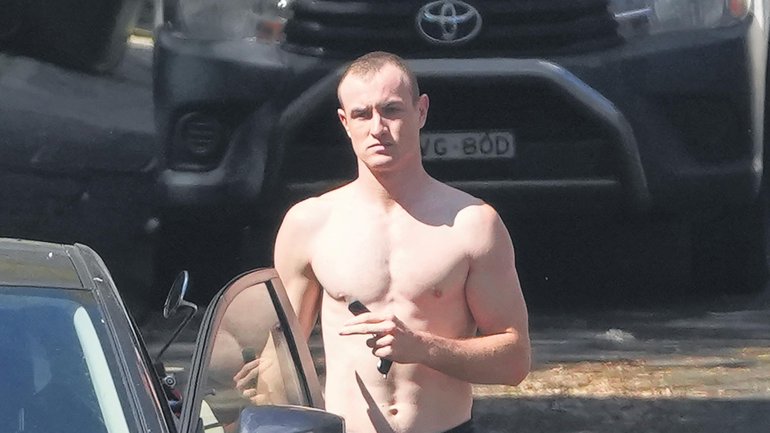 Sydney Swans player Chad Warner shirtless in Sydney.