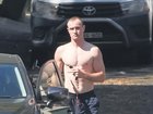 Sydney Swans player Chad Warner shirtless in Sydney.