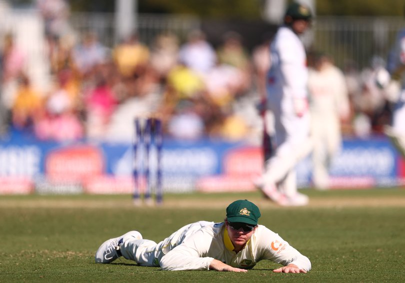 Steve Smith of Australia looks on.