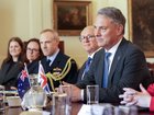 LONDON, UNITED KINGDOM - SEPTEMBER 3: Australian Deputy Prime Minister and Defence Minister Richard Marles (second right) attends a meeting with UK Defence Secretary Wes Streeting to discuss defence and security, at Horse Guards Parade on September 3, 2026 in London, England. (Photo by James Manning-WPA Pool/Getty Images)