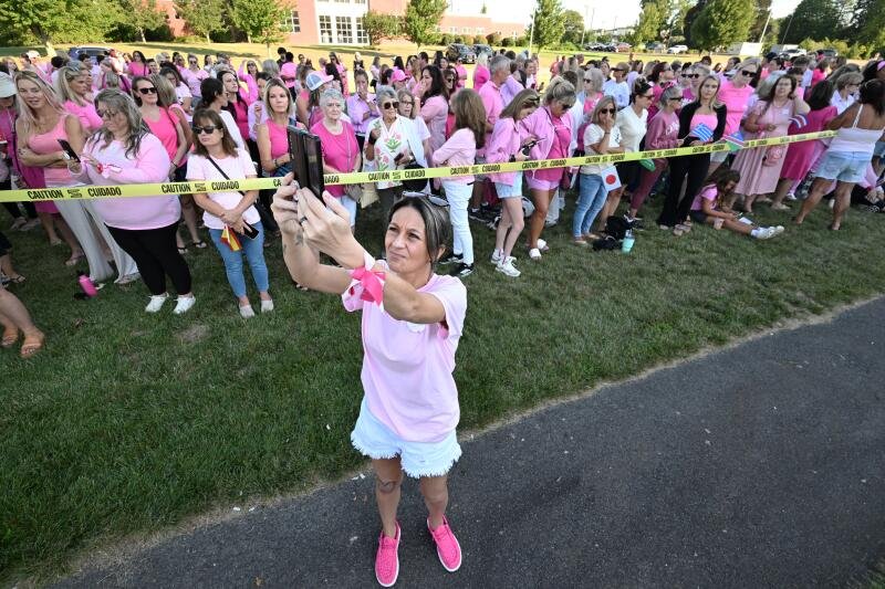 Supporters of Lindsay Clancy outside the court.
