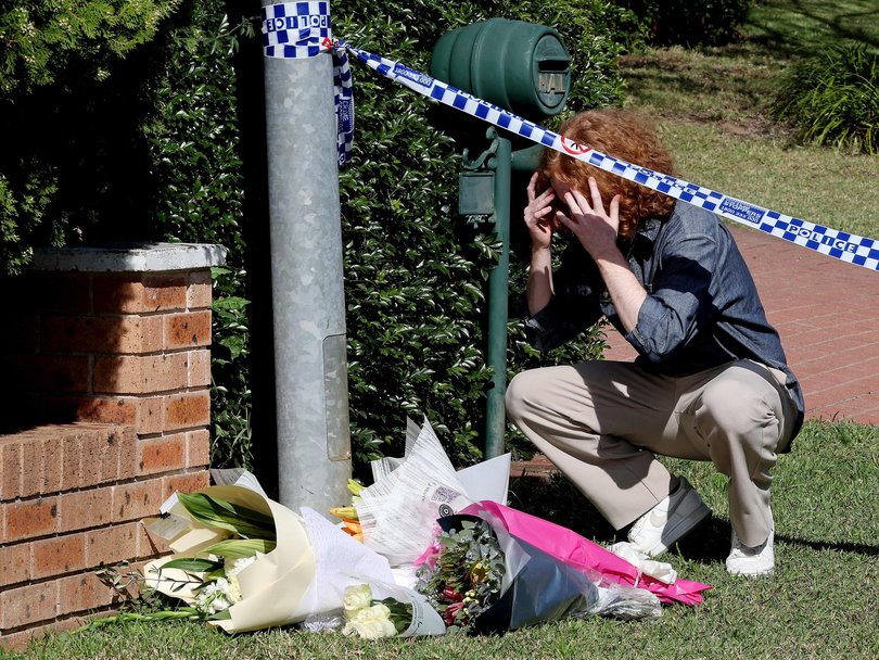 Floral tributes piled up at Marco Tapia’s home in southwest Sydney. Picture: NewsWire / John Appleyard