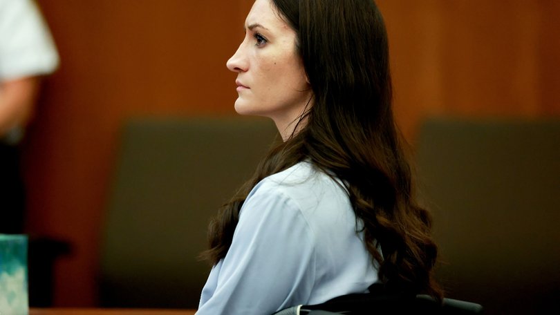 Plymouth, MA - August 11: Lindsay Clancy listens to testimony during her murder trial at Plymouth Superior Court on August 11, 2026. (Photo by Jonathan Wiggs/The Boston Globe via Getty Images)