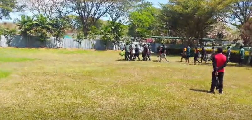 The man was rushed to hospital.