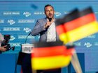 AfD lead candidate Ulrich Siegmund of the far-right Alternative for Germany (AfD) political party, speaks to supporters during the final campaign rally on the eve of state elections in Saxony-Anhalt on September 5, 2026.