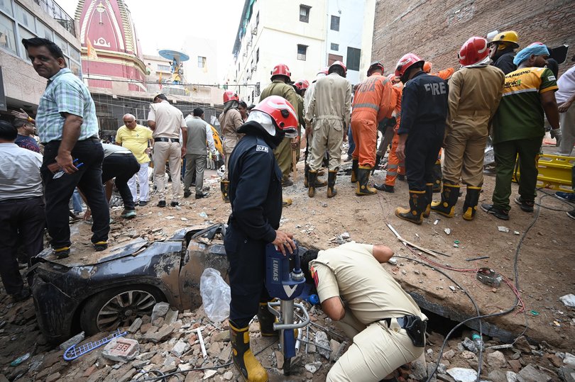 NEW DELHI, INDIA - SEPTEMBER 6: NDRF, local residents and administration officials joined rescue teams after a multi-storey boys' PG hostel collapsed in South-West Delhi on Sunday afternoon, killing four and leaving around 4050 students feared trapped under the rubble, on September 6, 2026 in New Delhi, India. The five-storey Delhi building that collapsed in Satya Niketan on Sunday was around 40 to 50 years old, and repair work was underway in its basement when the structure came crashing down. The building, which was being used as a student paying guest accommodation, had a basement and five upper floors. At least 4 people were killed in the collapse, while several others were feared trapped under the rubble. Seven people have so far been rescued and shifted to hospitals. (Photo by Ishant Chauhan/Hindustan Times via Getty Images) Picture: Hindustan Times