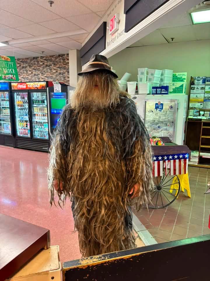 The Bigfoot-like creature was spotted in the grocery school and nearby a school.