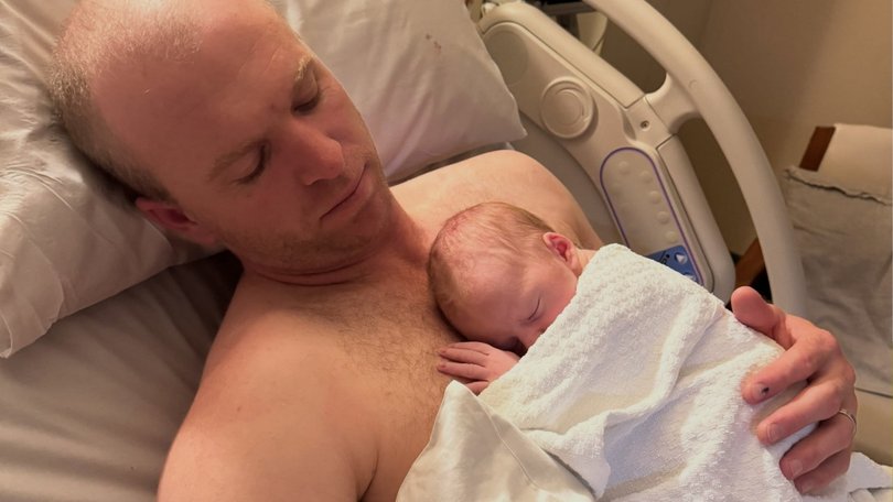 Jaryd Dawson with baby boy Hudson last year.