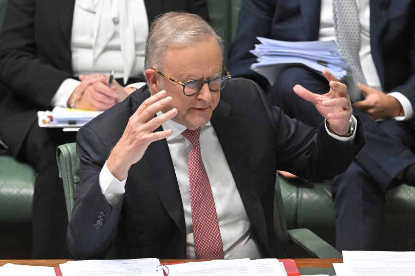 Prime Minister Anthony Albanese reacts during Question Time.