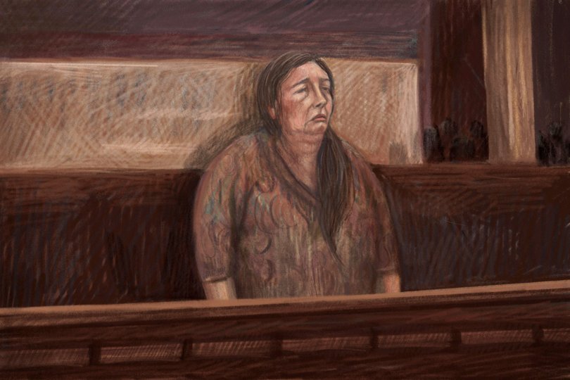 Court sketch shows convicted murderer Erin Patterson.