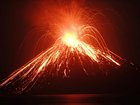 Lava streams down from Anak Krakatau (Child of Krakatoa) volcano during an eruption as seen from Rakata island in South Lampung on July 19, 2018. 