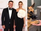 Karl Stefanovic and his wife Jasmine, right, their dog Chance the Yapper.