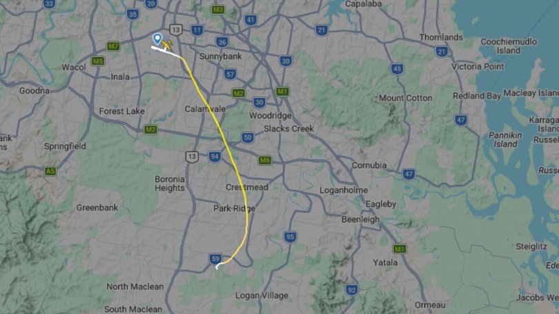 Flight tracking data shows the aircraft’s path after departing Archerfield Airport.