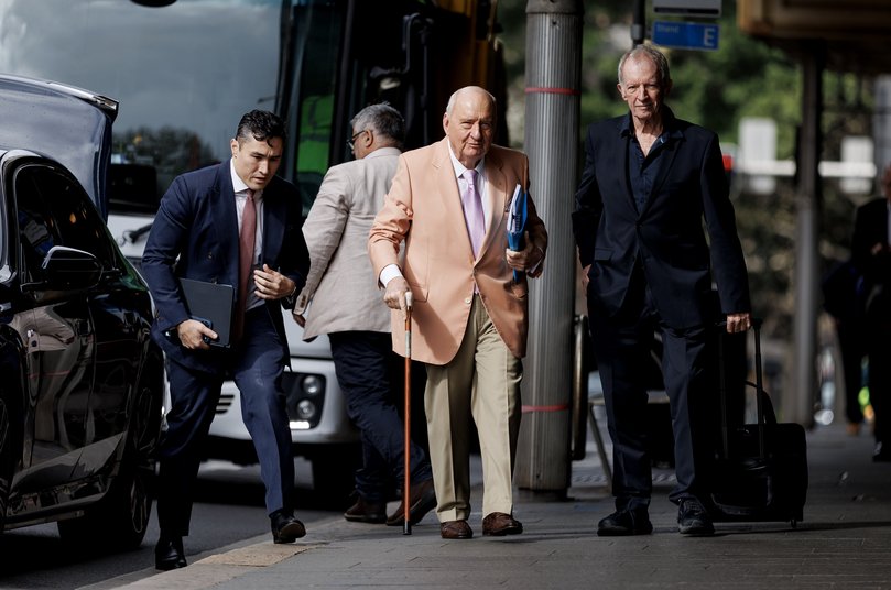 Alan Jones arrives at the Downing Centre Court.