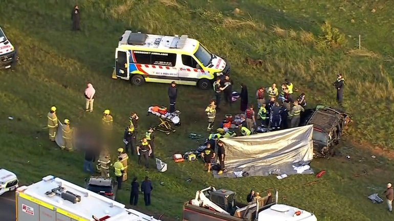 The scene of the crash in Parwan, west of Melbourne.