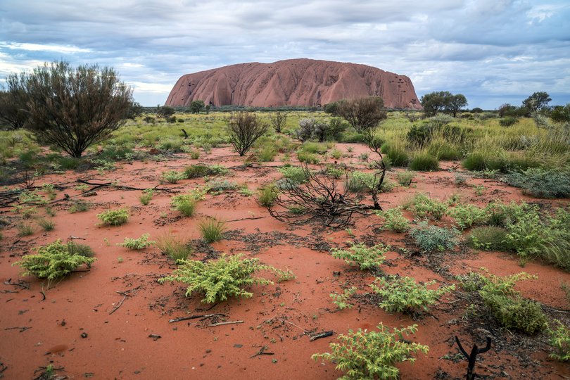 Uluru, also known as Ayers Rock, located in the Uluru-Kata Tjuta National Park in the Northern Territory of Australia. 