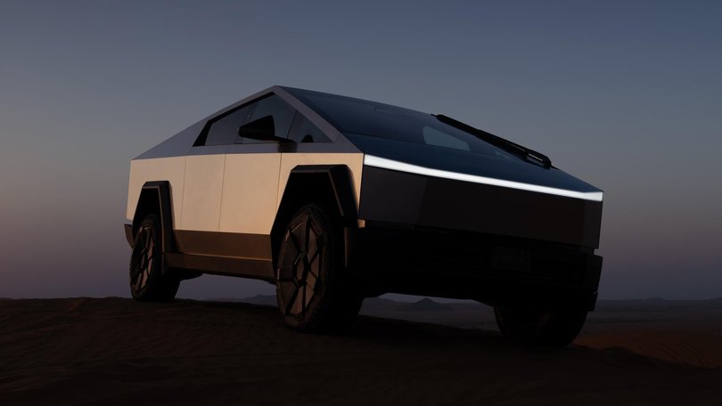 Is that a Delorean? No wait, it’s a cybertruck.