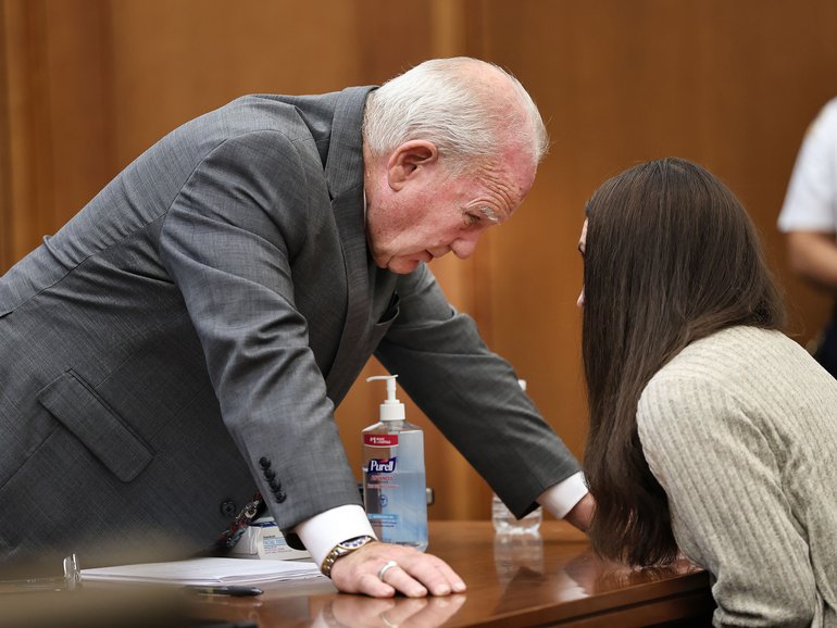 Defence attorney Kevin Reddington inside the courtroom during the high-profile Lindsay Clancy murder trial. (Greg Derr/The Patriot Ledger via AP, Pool)