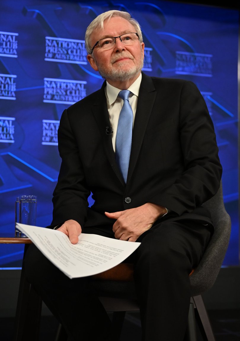 Kevin Rudd speaks at the National Press Club in Canberra.