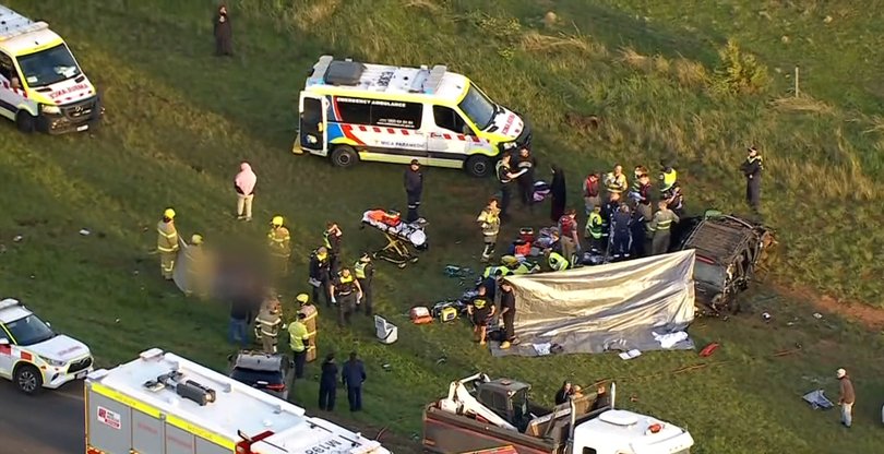 Paramedics at the scene of the crash.