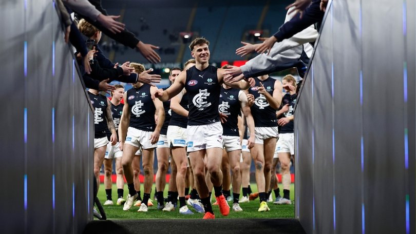 Lucas Camporeale celebrates a win in Navy Blue last year.