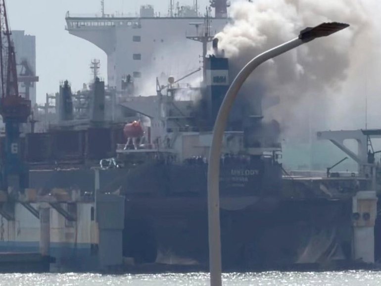 Firefighters have extinguished a blaze on a vessel in a Chinese shipyard, with 25 people killed. 