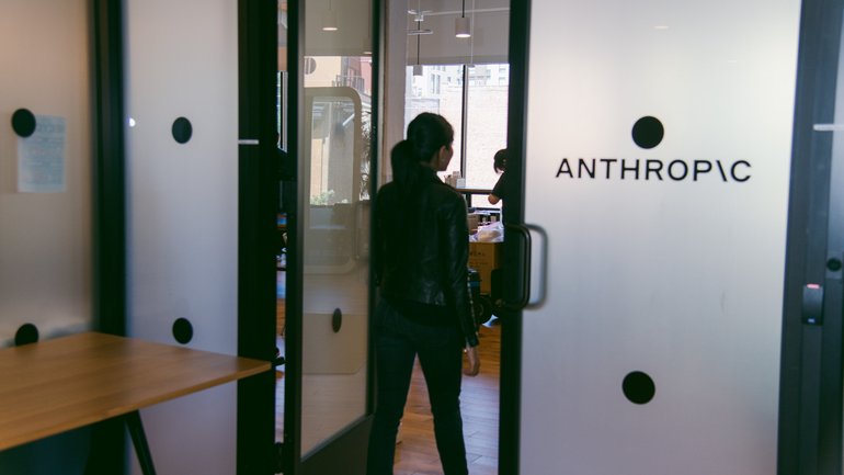 An employee enters the Anthropic office in San Francisco, California, on Wednesday, June 7, 2023. 