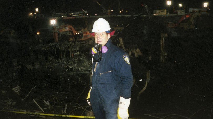 Mr Bergman worked night shifts searching for human remains and valuable items in the ruins of the World Trade Centre. Picture: Australian War Memorial