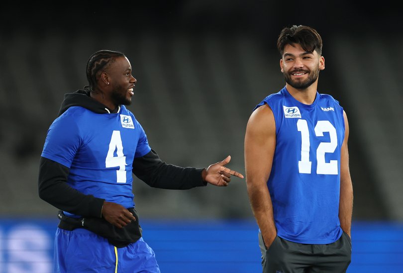 Konata Mumpfield and Puka Nacua #12 of the Los Angeles Rams.