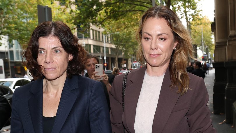 Lawyer Sue Chrysanthou with Ms Sayers, who accepted her ex-husband’s apology. Picture: NewsWire / David Caird