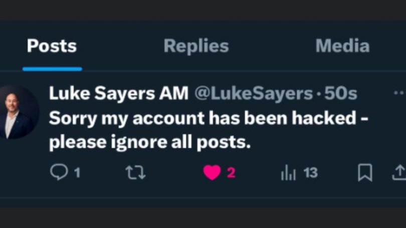 Mr Sayers’ Twitter post. Picture: X