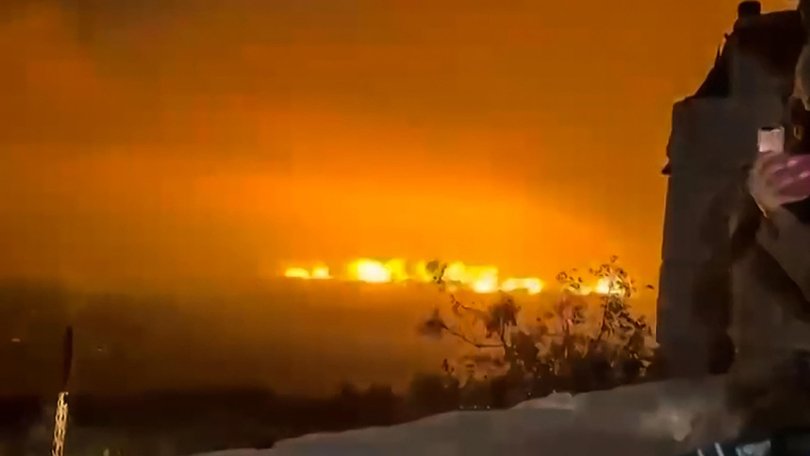 This screen grab taken from a video shared by Israeli Defence Minister Israel Katz shows the moment of an explosion that Israel says destroyed key underground infrastructure.