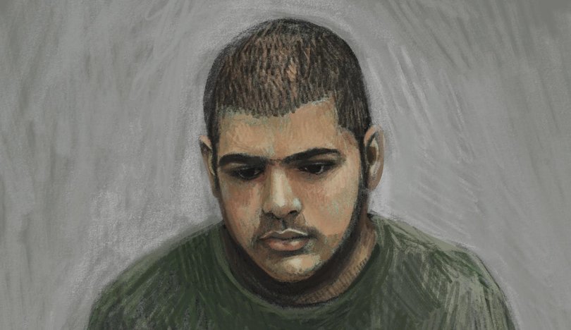 A drawing of alleged Bondi shooter Naveed Akram appearing in court.