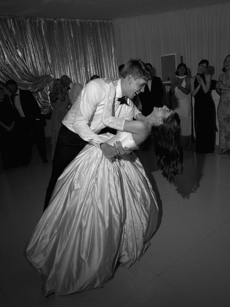 The newlyweds share a dance.
