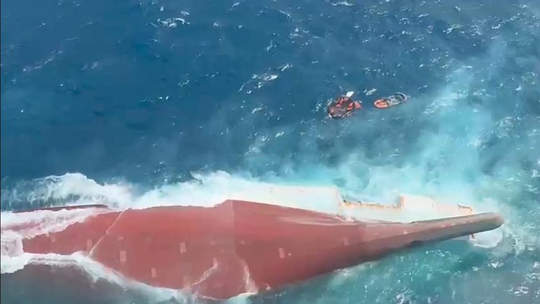 Indonesian authorities say 108 people were rescued from a ferry that flipped over. (EPA PHOTO)