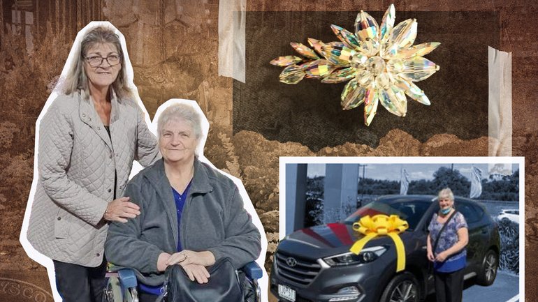 Margaret Febey and her mother Alison Batt, whose Traralgon home was burgled in August, and her antique brooch and car stolen. 