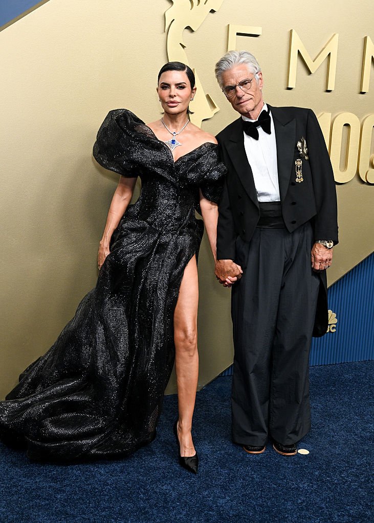 Lisa Rinna and Harry Hamlin at the 78th Emmy Awards held at Peacock Theater on September 14, 2026 in Los Angeles, California. (Photo by Gilbert Flores/Variety via Getty Images)