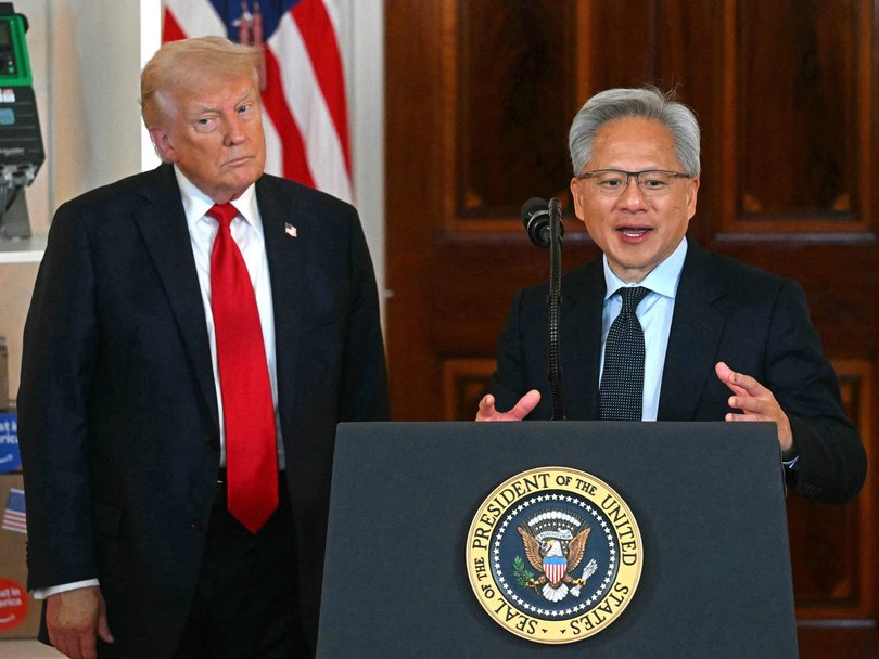 Nvidia CEO Jensen Huang with US President Donald Trump at the White House in 2025.