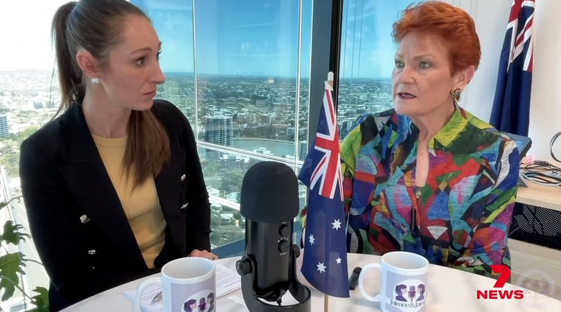 Pauline Hanson speaking with Jaimie Johnstone on the JJ Podcast last year.