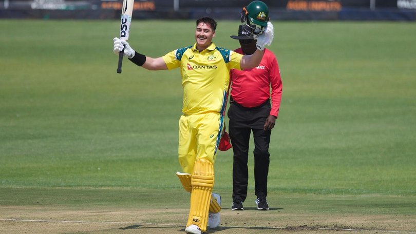 Matt Renshaw admits he did not expect to be celebrating scoring an ODI century for Australia. (AP PHOTO)