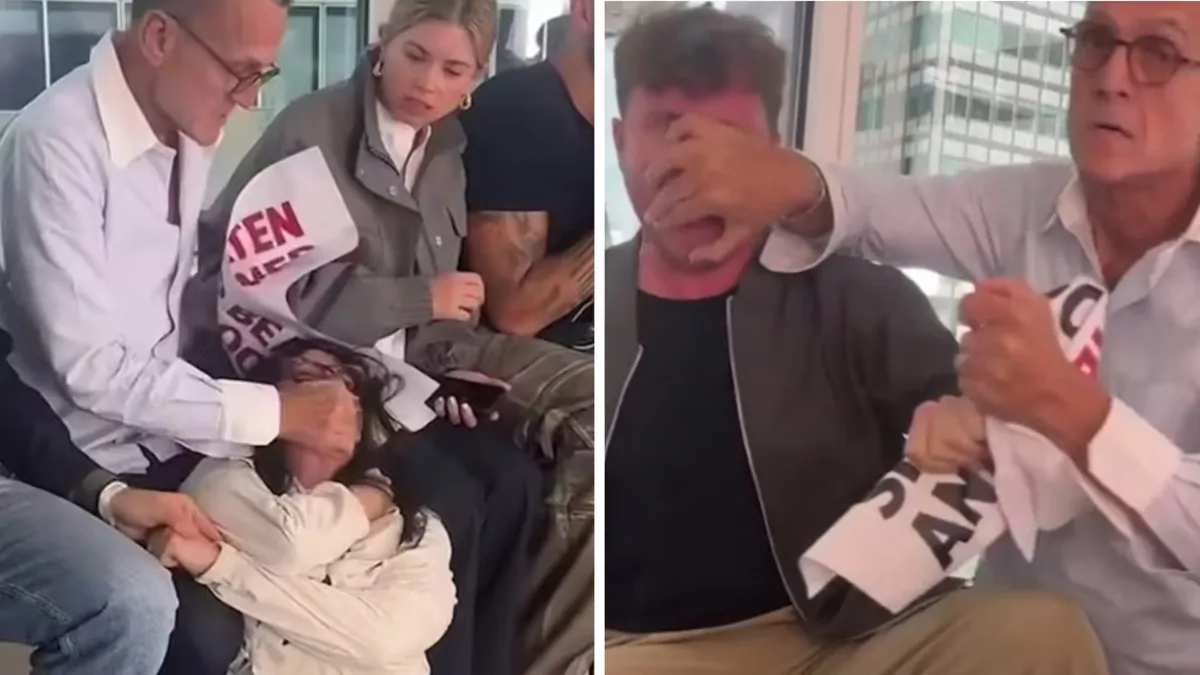Viral footage shows top fashion boss tackling PETA protestors during New York Fashion Week runway show Viral footage shows top fashion boss tackling PETA protestors during New York Fashion Week runway show