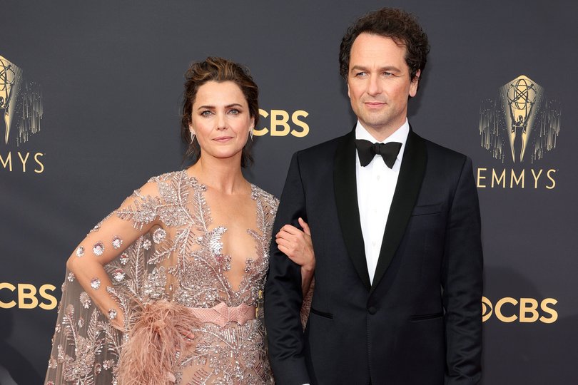 Keri Russell and Matthew Rhys at the 2021 Emmys. (Photo by Rich Fury/Getty Images)