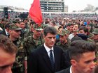 Former Kosovo president Hashim Thaci, centre, has been jailed for war crimes. 