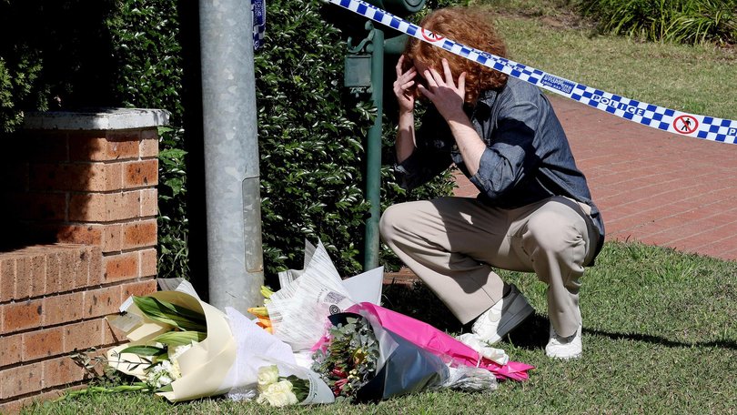 Mourners left floral tributes at the scene after the shooting. Picture: NewsWire / John Appleyard