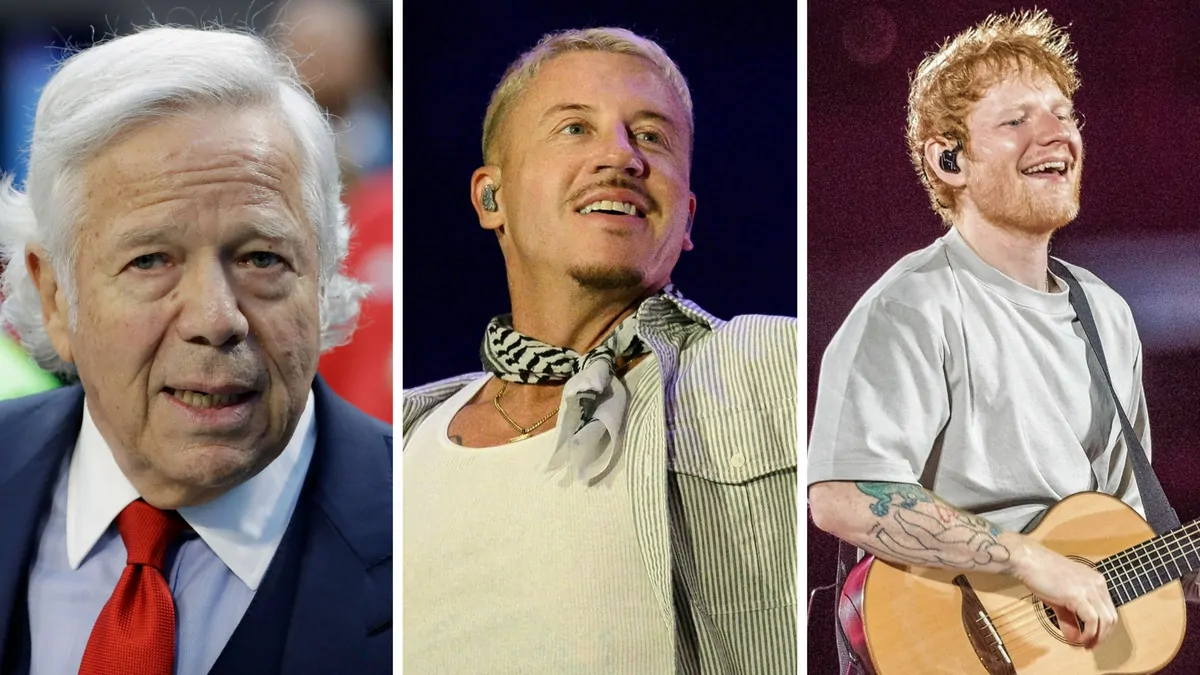 Macklemore donates $1m in Ed Sheeran tour earnings to Palestinian groups, Robert Kraft issues statement