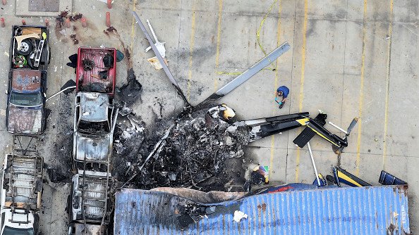 Three people were killed when an NBC4 Los Angeles helicopter crashed and exploded in flames near the site of a triple-fatal SUV-Metro bus collision.