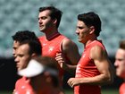 Justin McInerney (centre) at Swans training this week.