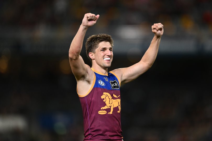 Zac Bailey of the Lions celebrates during the AFL Semi Final.