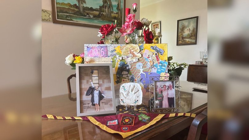 Brianna Cronin’s vision board is displayed alongside flowers, family photographs and keepsakes, offering a heartfelt glimpse into the life and dreams of the much-loved young woman.
